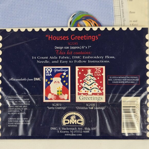 DMC "Houses Greetings" Counted Cross Stitch Kit US Postage Stamp Kit Collection - Picture 6 of 8